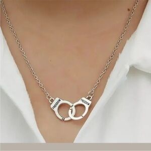 Prison Handcuff Pendant Necklace – Silver Tone Punk Goth Jewelry